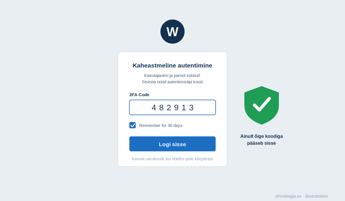 WordPressi sisselogimine kaheastmelise autentimise koodiga